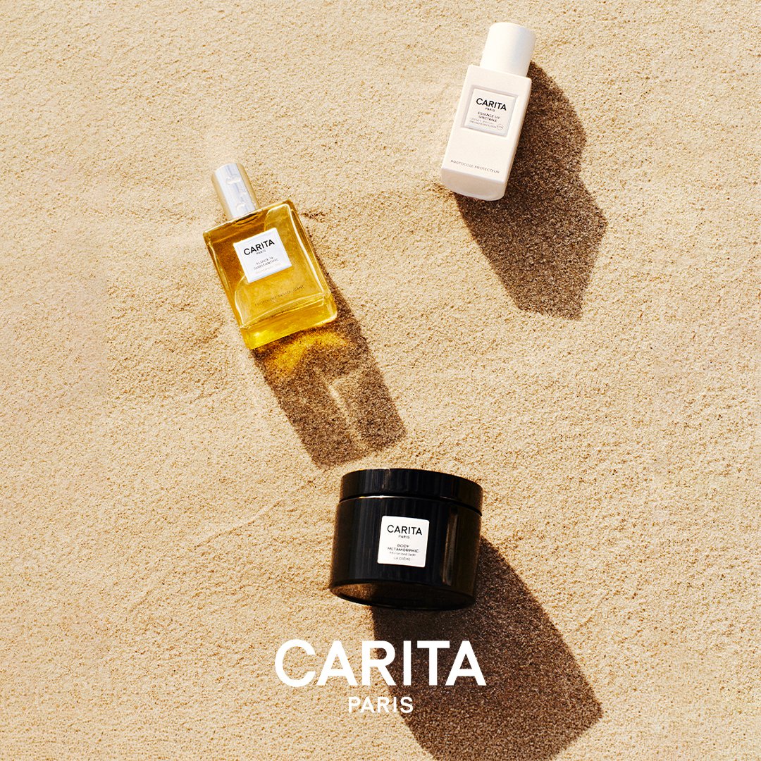 Carita Paris — soin et parfum posés sur le sable