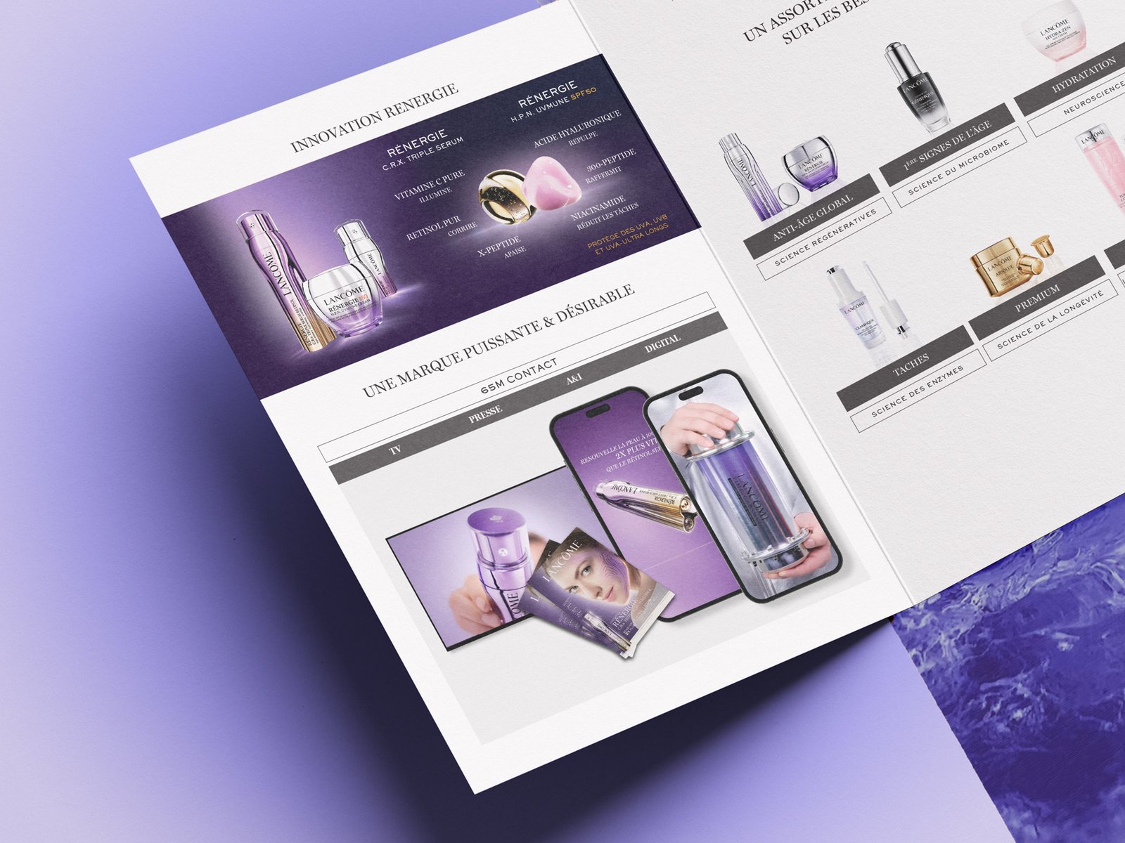 Lancôme — flyer ouvert et déclinaison mobile