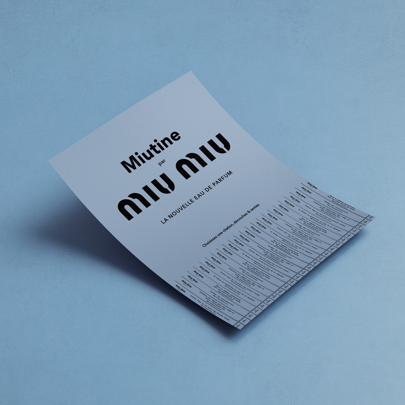 Miu Miu — flyer Miutine, déclinaison bleue